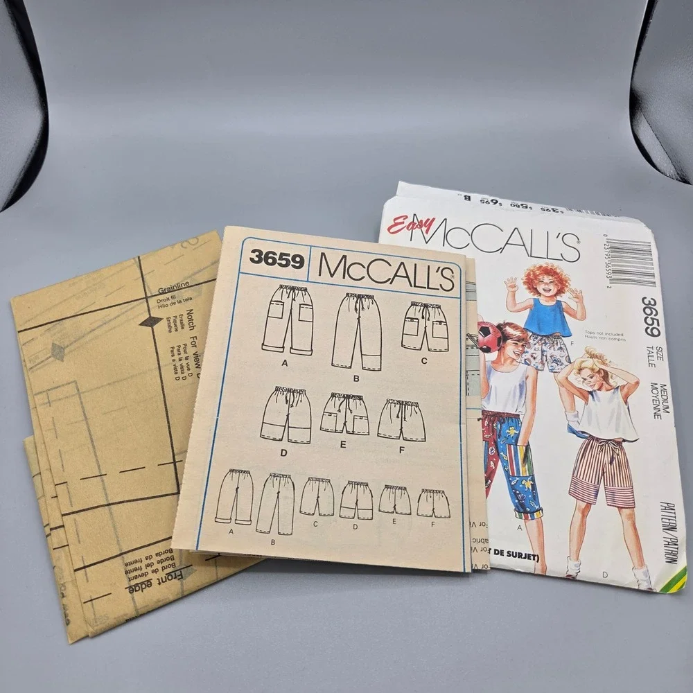 Vintage 1988 Easy McCalls 3659 Kids Pants Shorts Sewing Pattern Size Medium 8-10